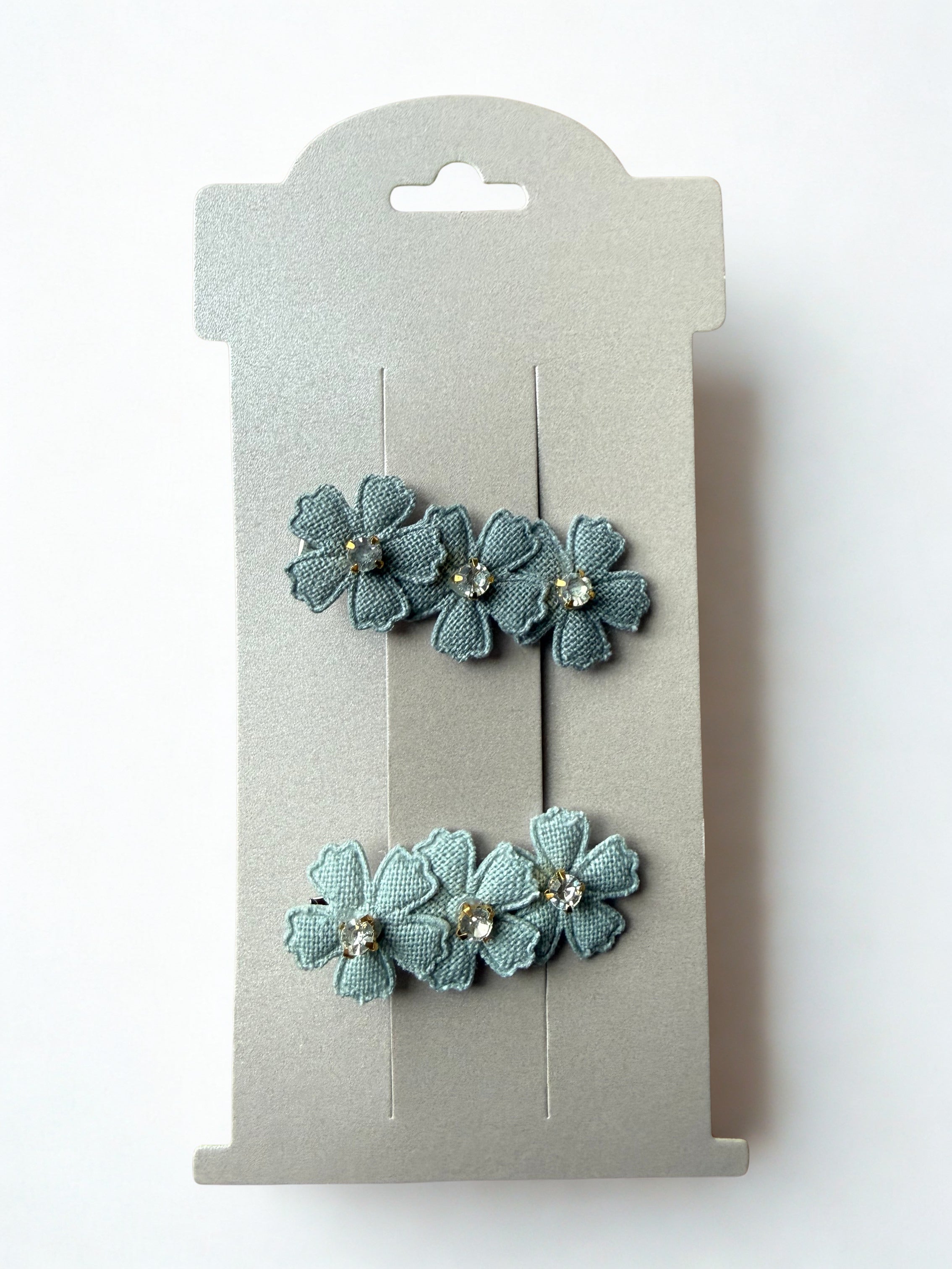 Haarspeldjes bloem groen/blauw