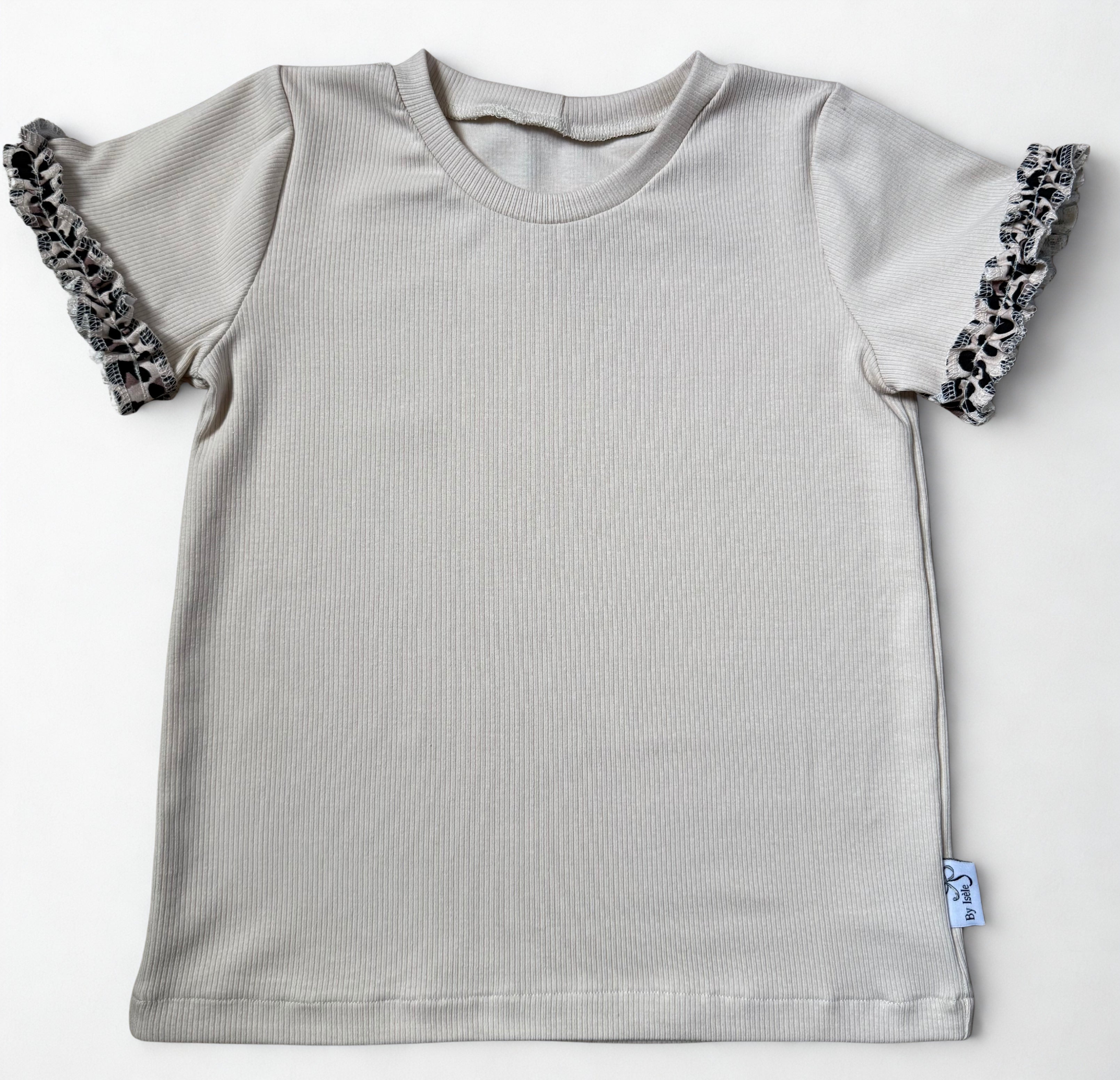 Handgemaakt meisjesshirt zand | Touch of luipaard