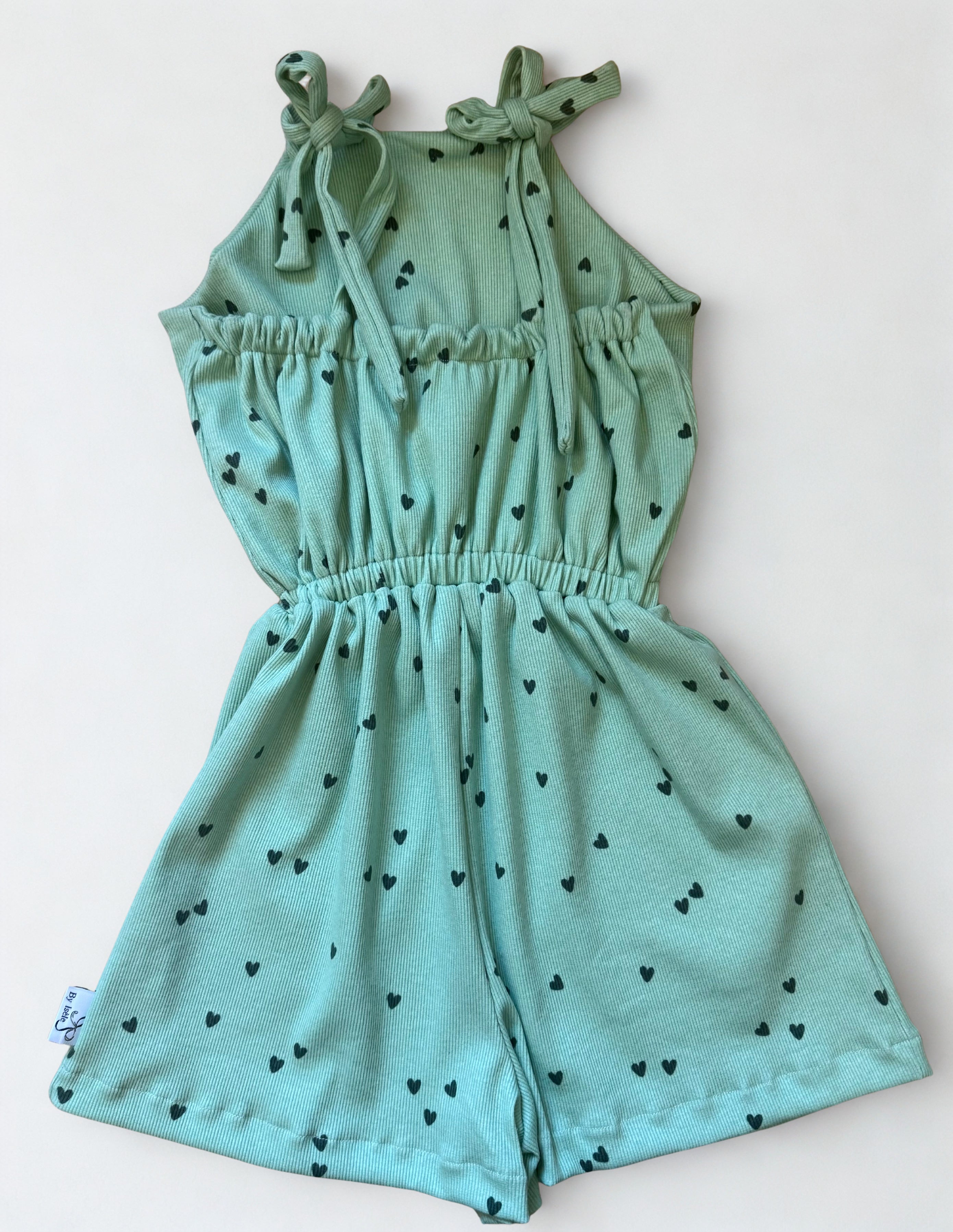 Playsuit hartjes | Saliegroen