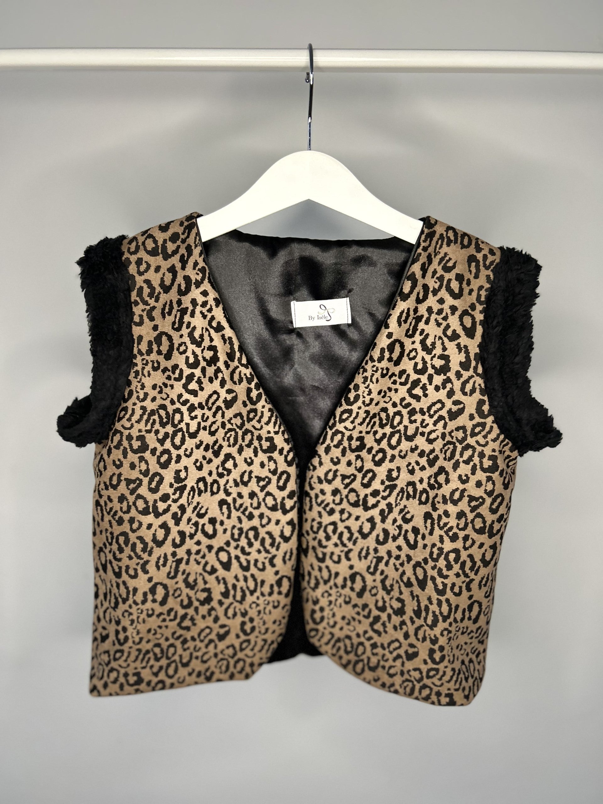 Gilet panter zwart/bruin