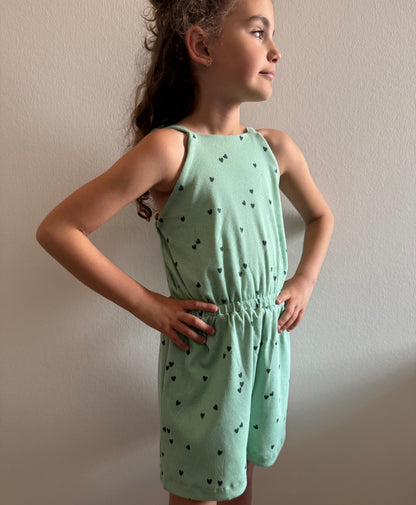 Playsuit hartjes | Saliegroen