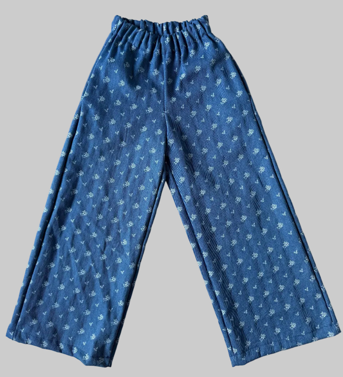 Denim bloemen wide leg broek meisjes