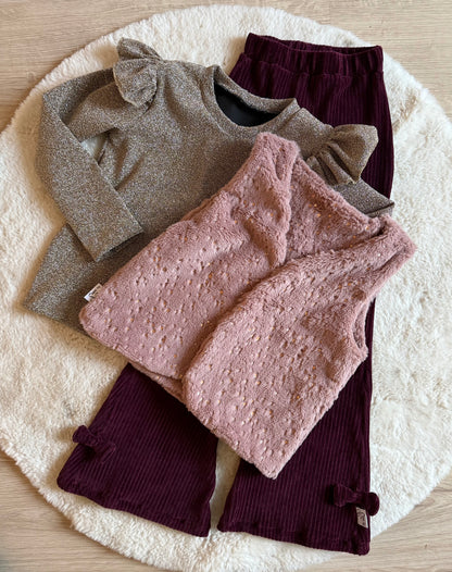 Roze glitter gilet goud voor meisjes - zacht en fluffy | By Isèle