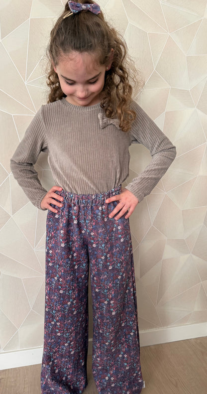 Palazzo Lina meisjesbroek roze of paars| comfortabele wijde broek met elastiek