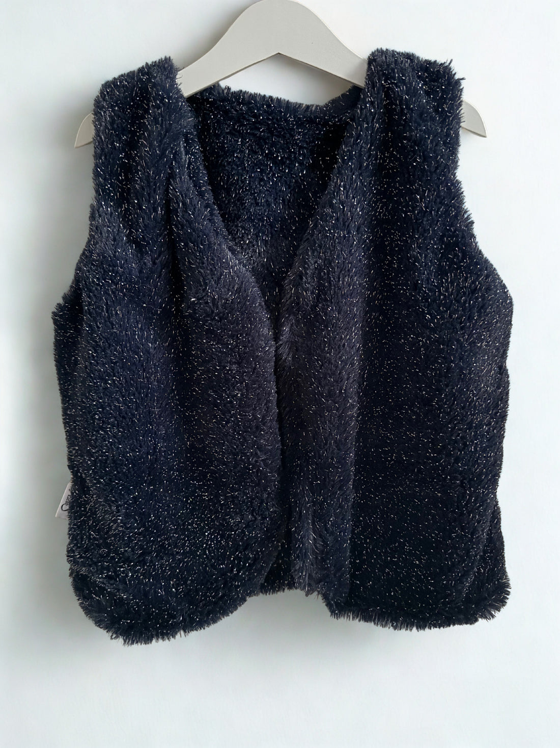 donkerblauw glitter gilet voor meisjes fluffy