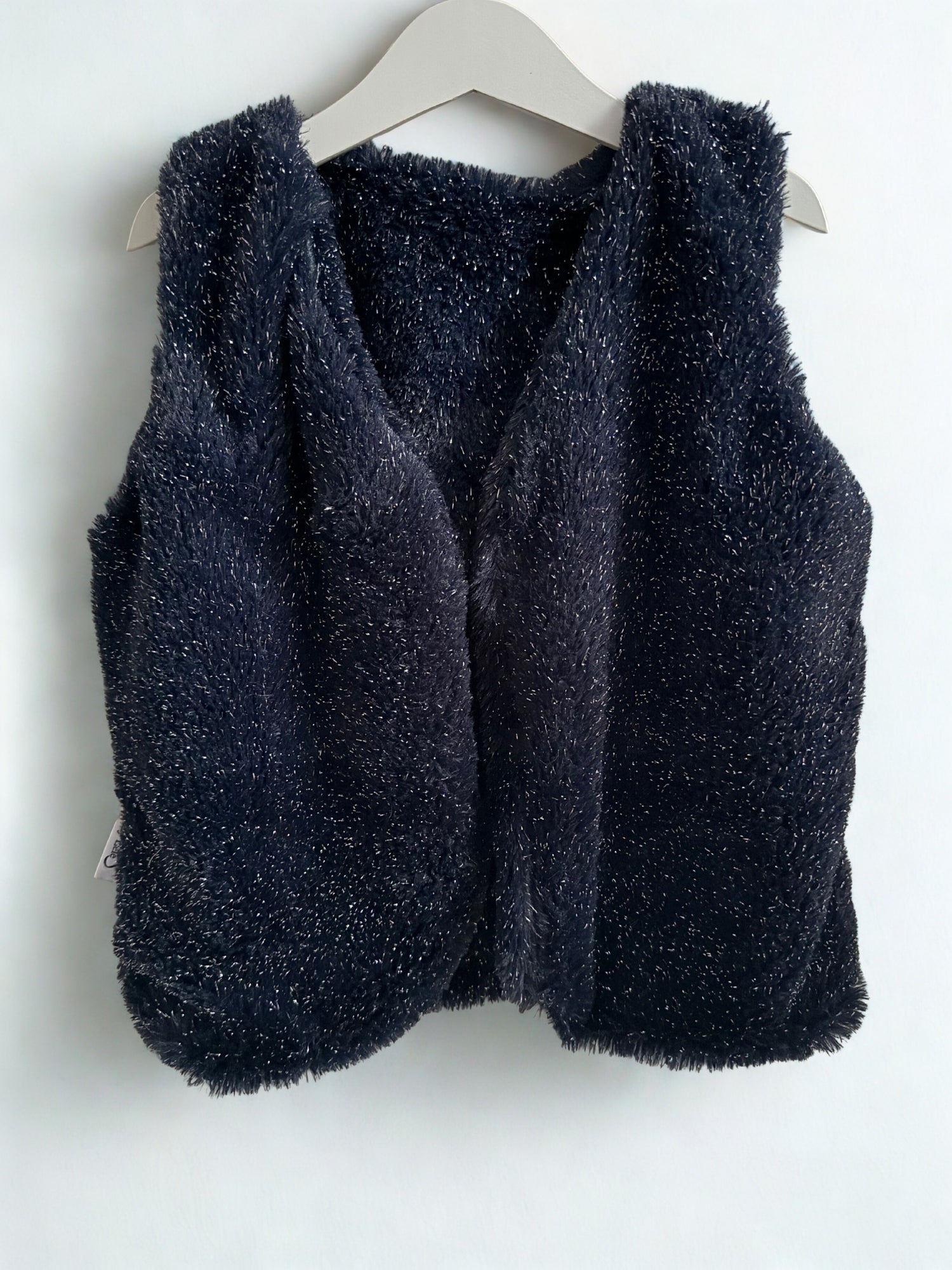 donkerblauw glitter gilet voor meisjes fluffy