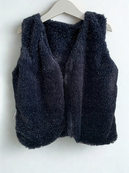 donkerblauw glitter gilet voor meisjes fluffy