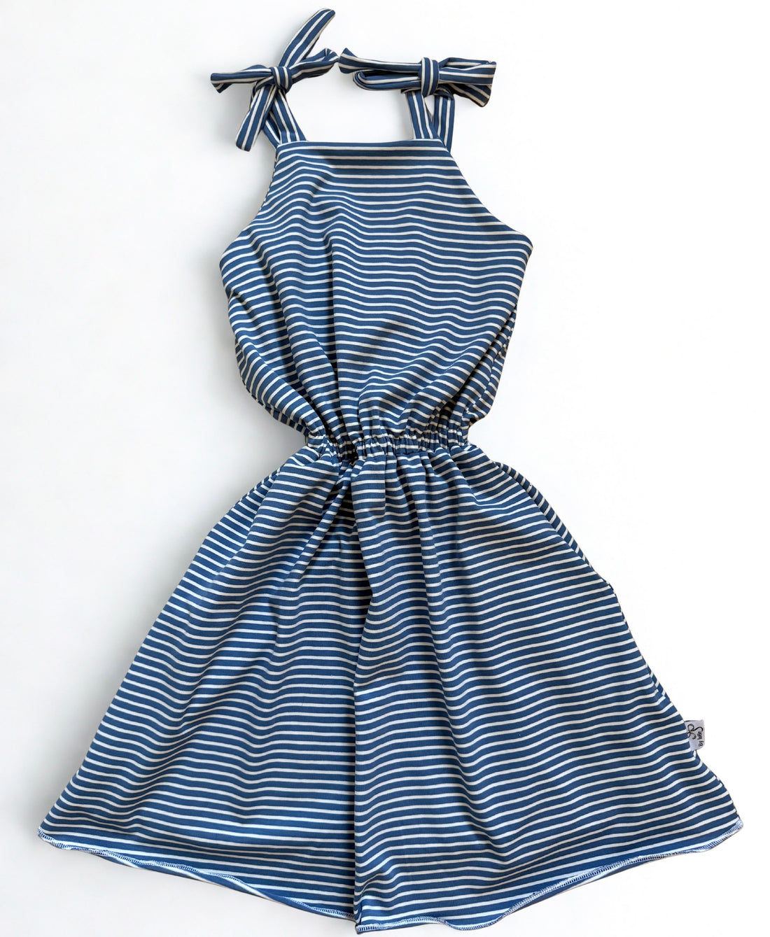 Streepjes jurk met strik blauw | By Isèle