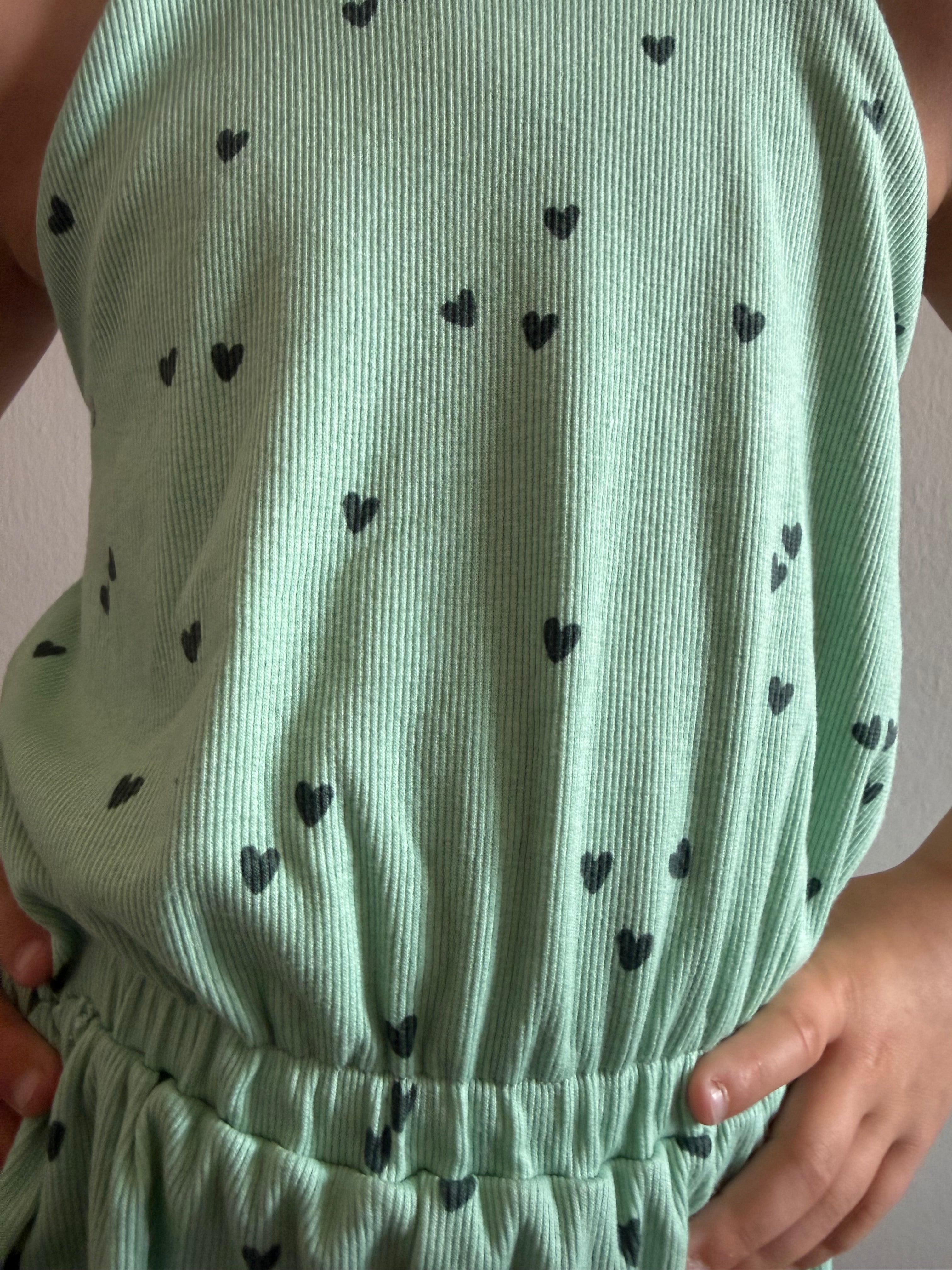 Playsuit hartjes | Saliegroen