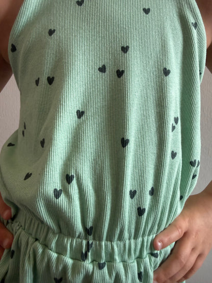 Playsuit hartjes | Saliegroen