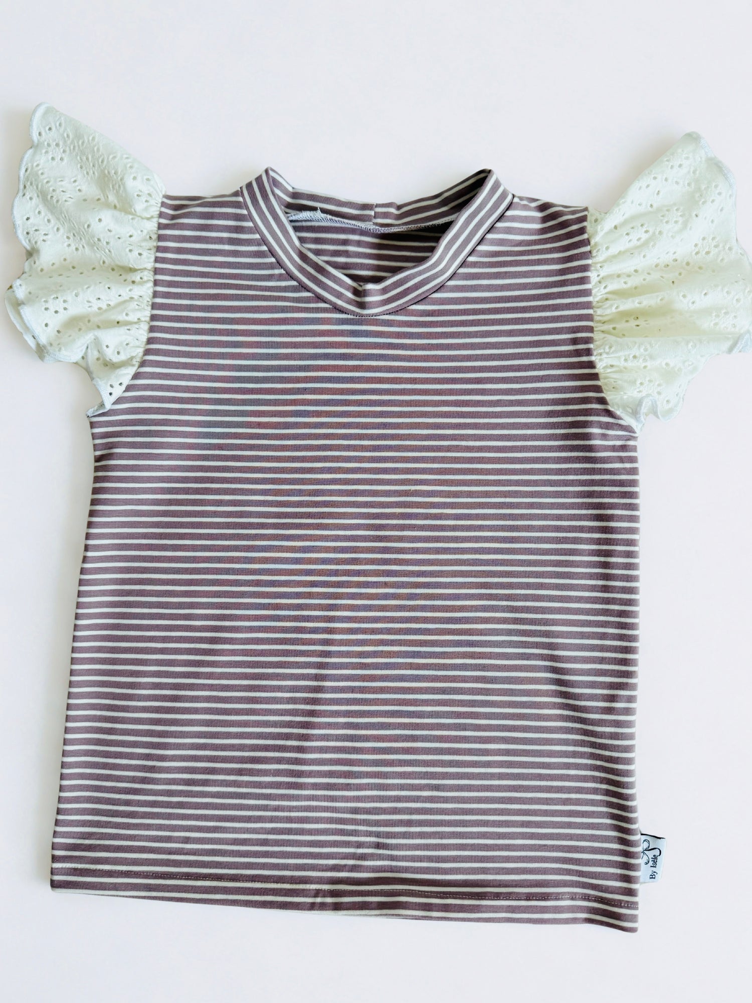 Streep shirt met ruffles roze | By Isèle