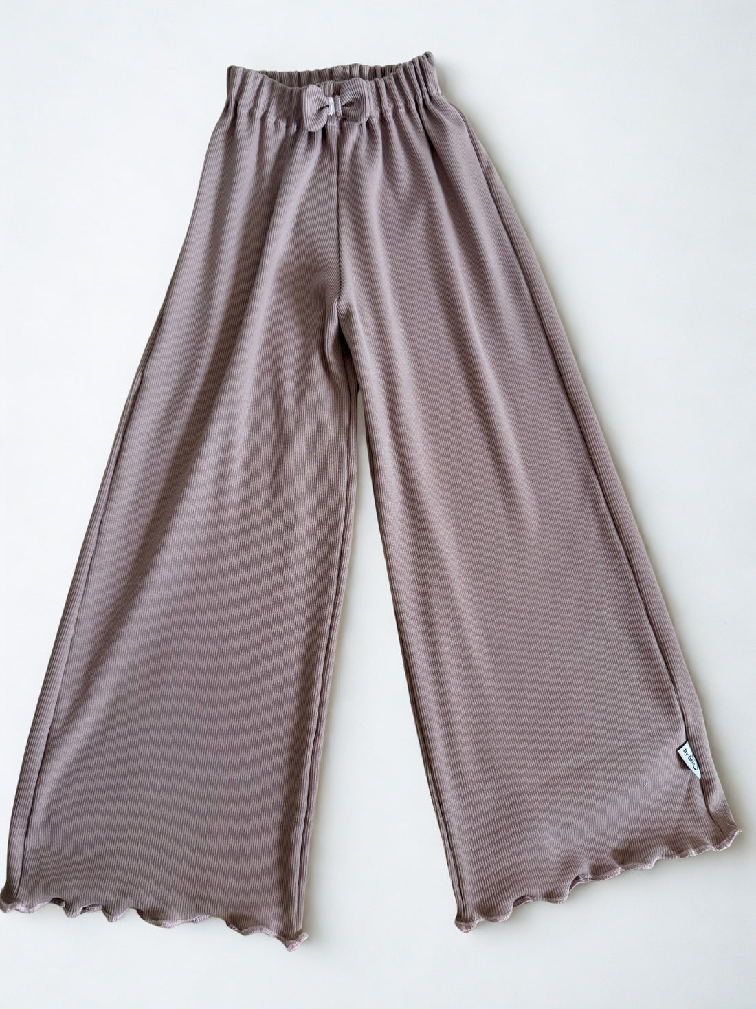 Wide-leg ribstof broek roze | By Isèle