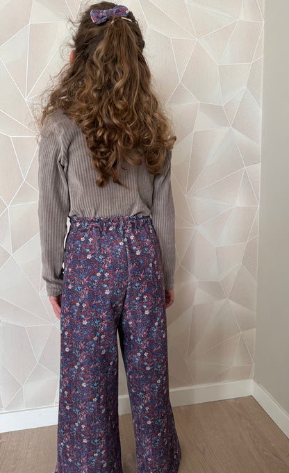Palazzo Lina meisjesbroek roze of paars| comfortabele wijde broek met elastiek