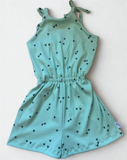 Playsuit hartjes | Saliegroen