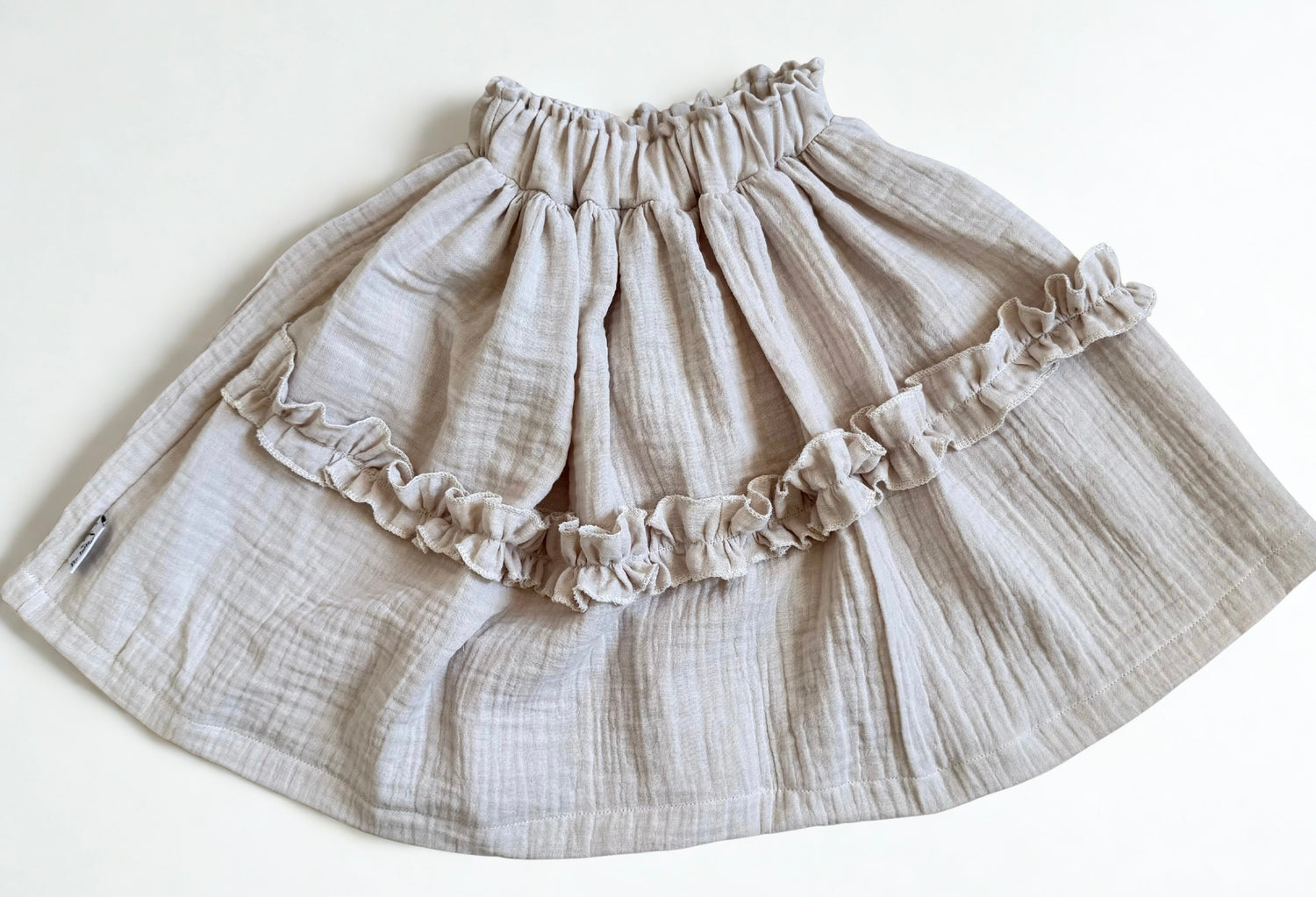 mousseline rokje met ruffle beige