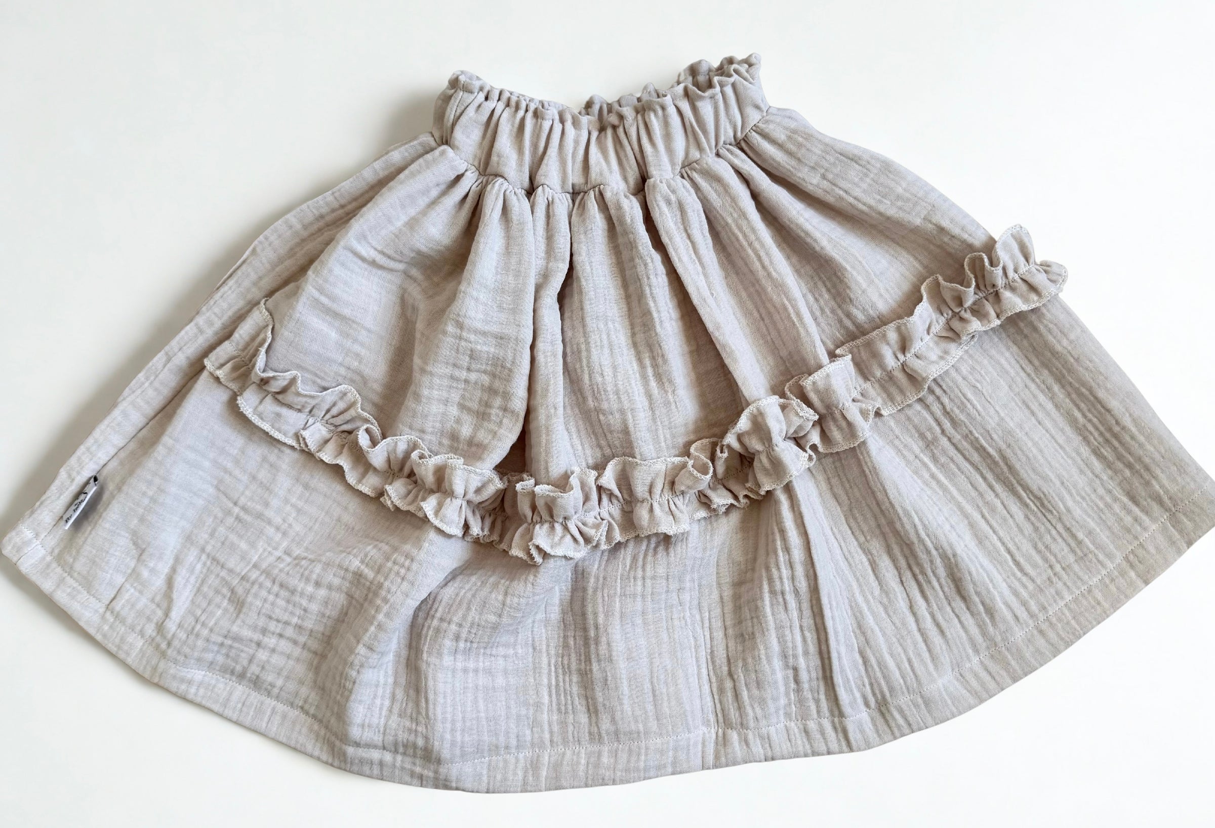 mousseline rokje met ruffle beige