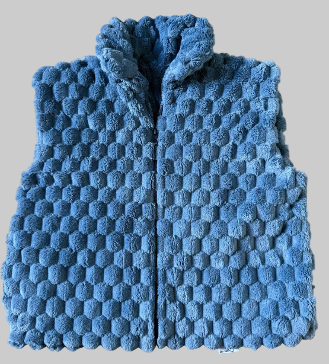 Blauwe faux fur bodywarmer meisjes met rits