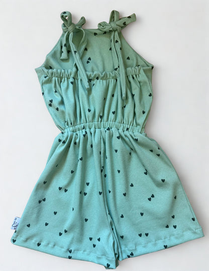 Playsuit hartjes | Saliegroen