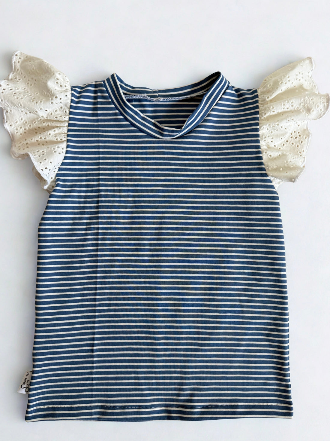 Streep shirt met ruffles blauw