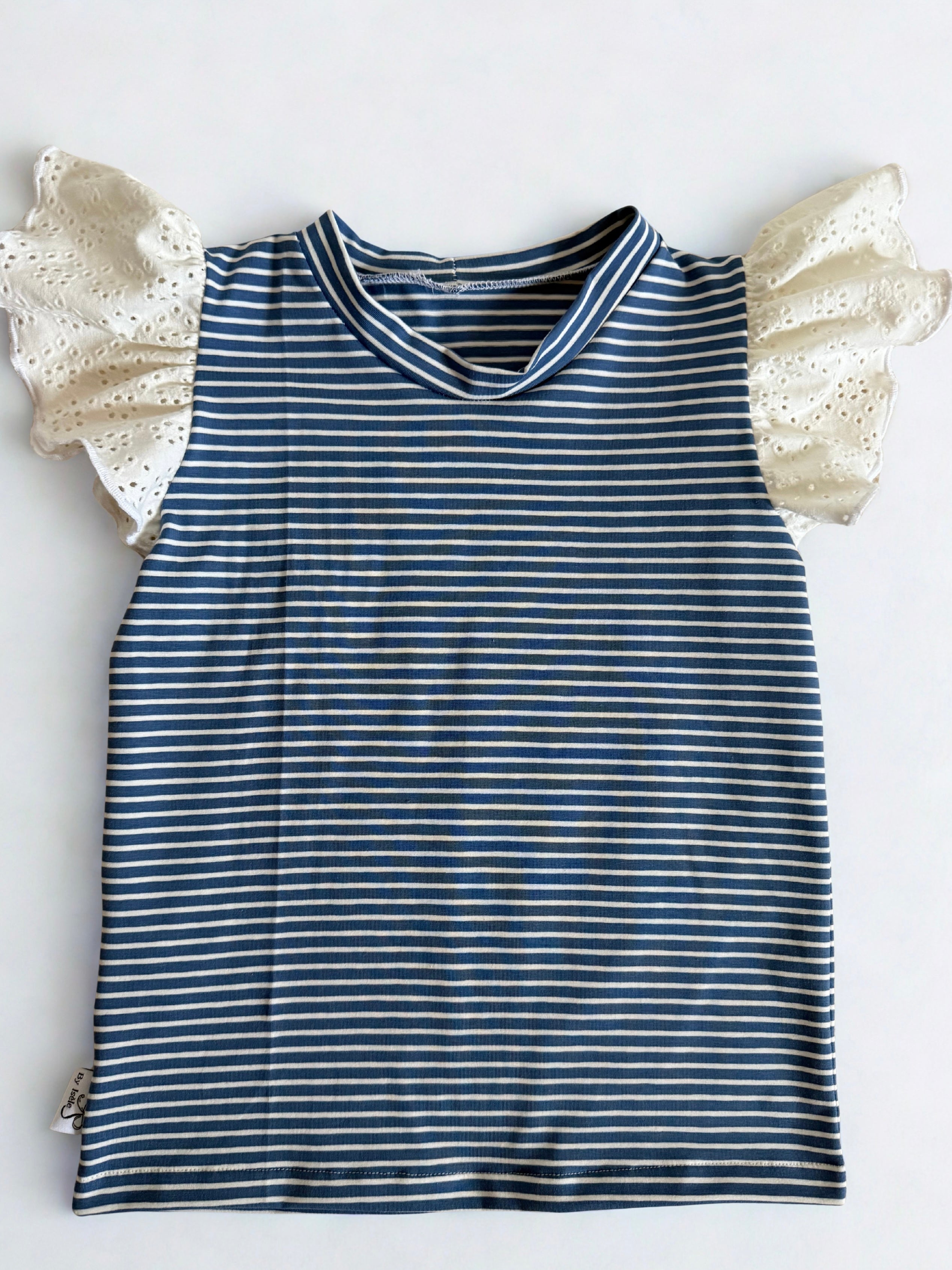 Streep shirt met ruffles blauw