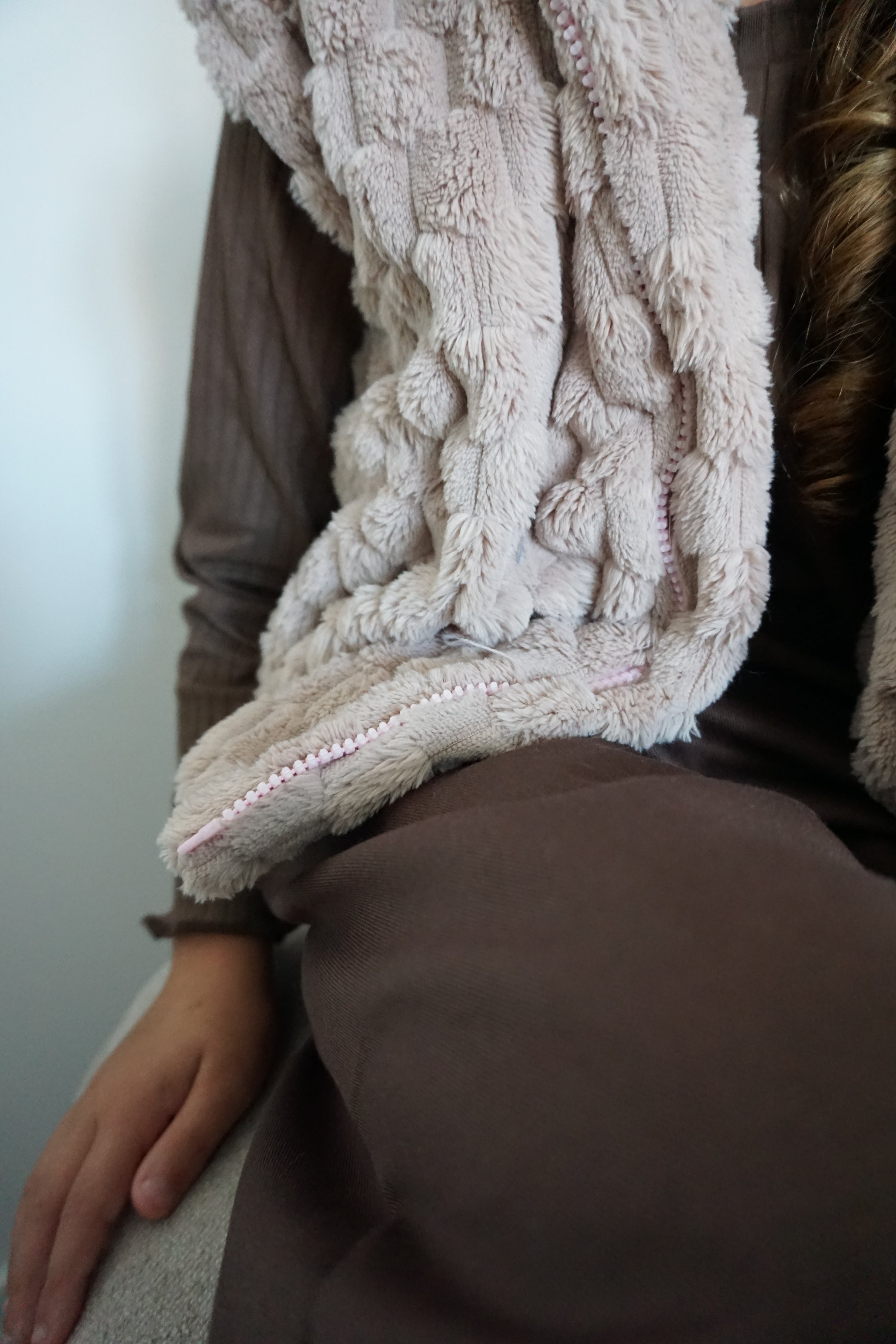 Roze faux fur bodywarmer meisjes met rits