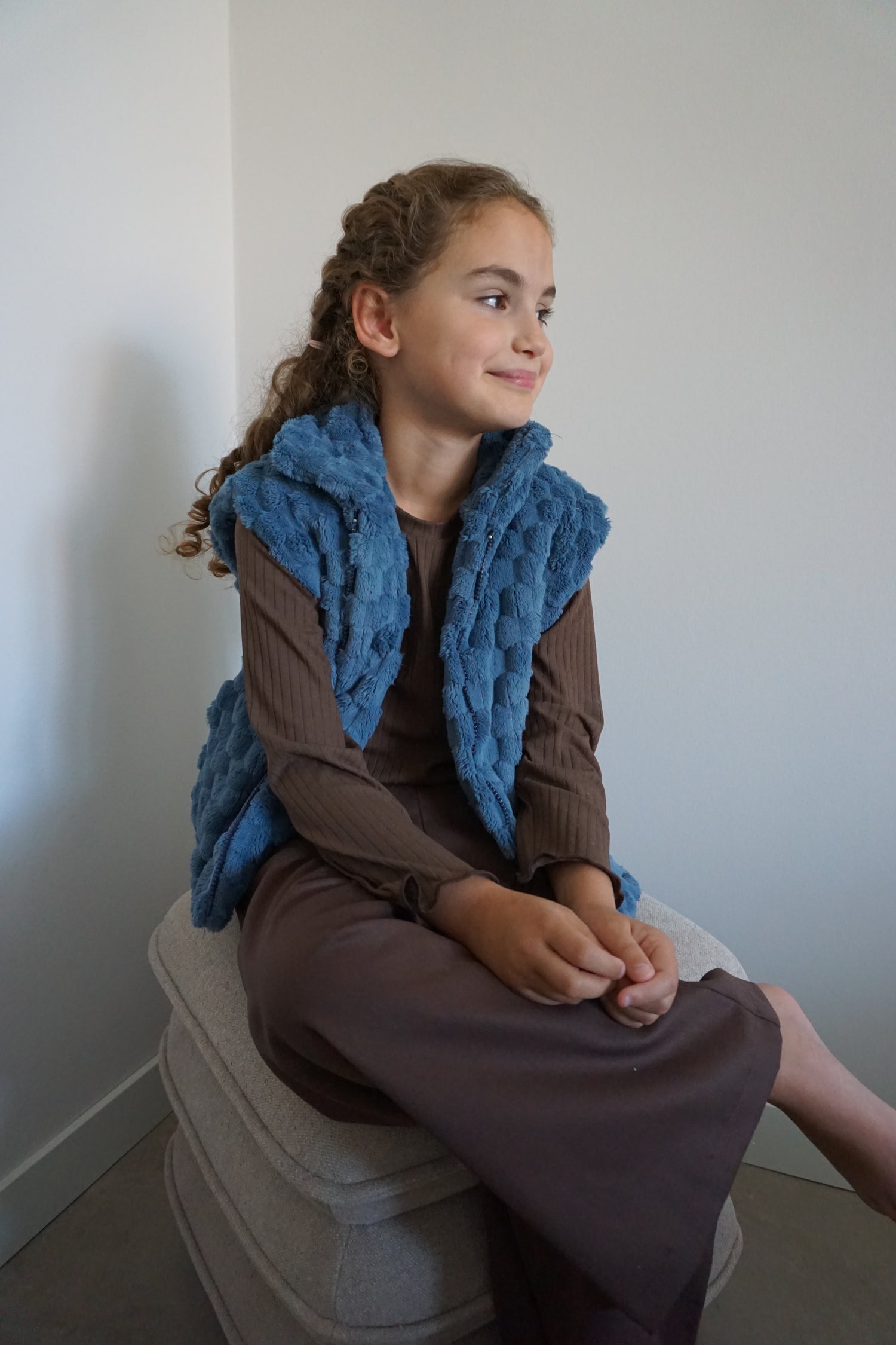 Bruine twill wide leg broek meisjes