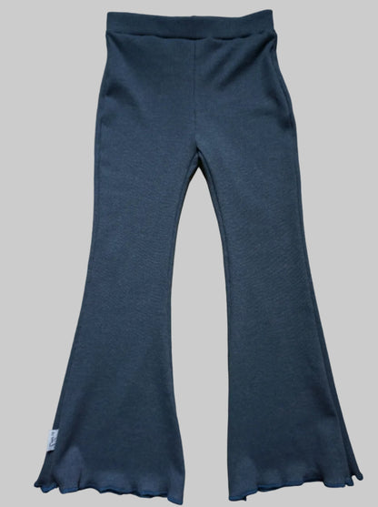 flared broek ribstof blauw