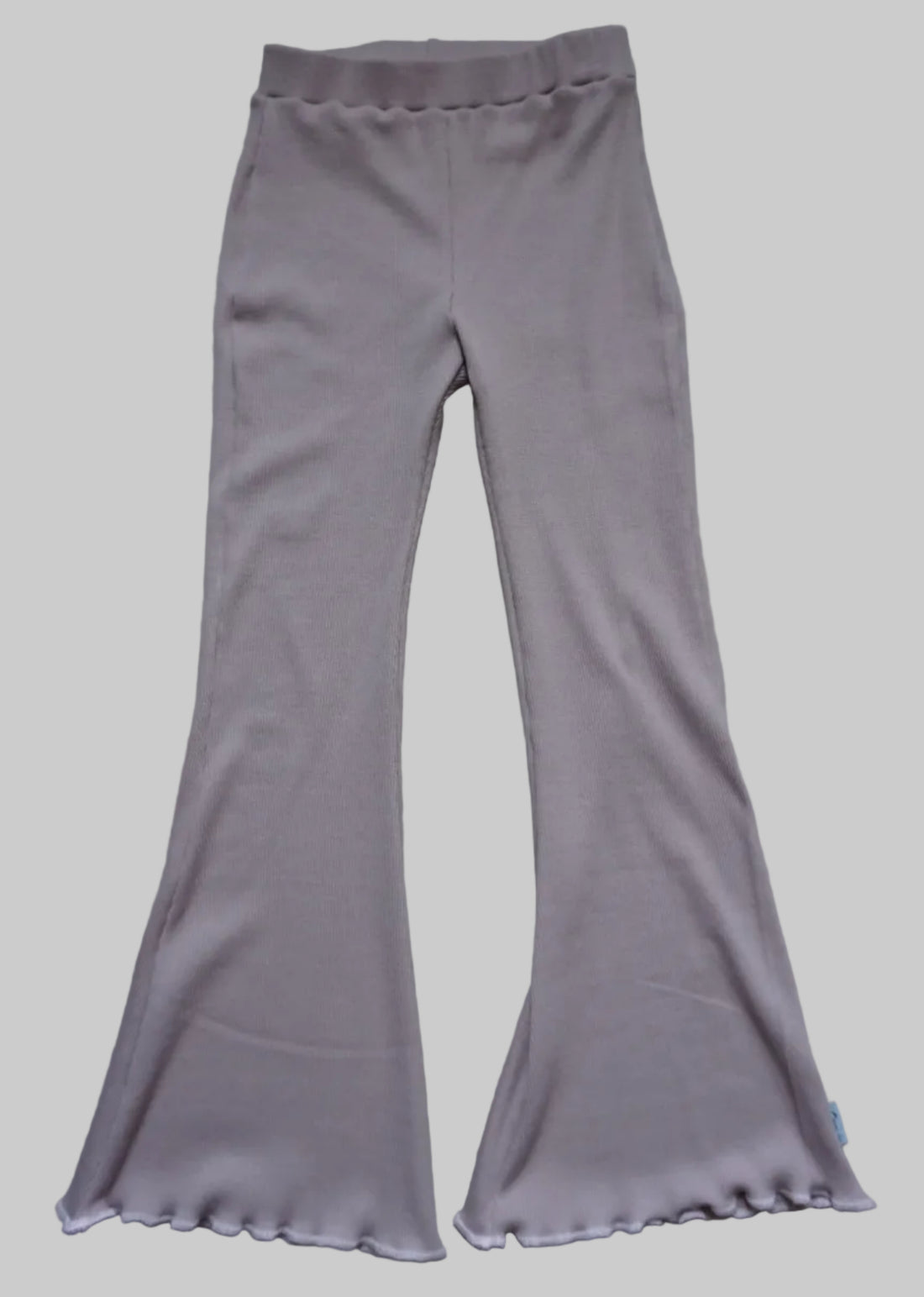 Roze rib flared broek meisjes met rolzoom