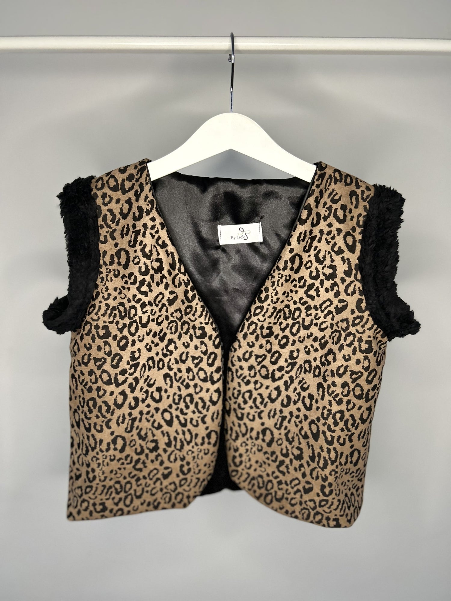 Gilet panter zwart/bruin