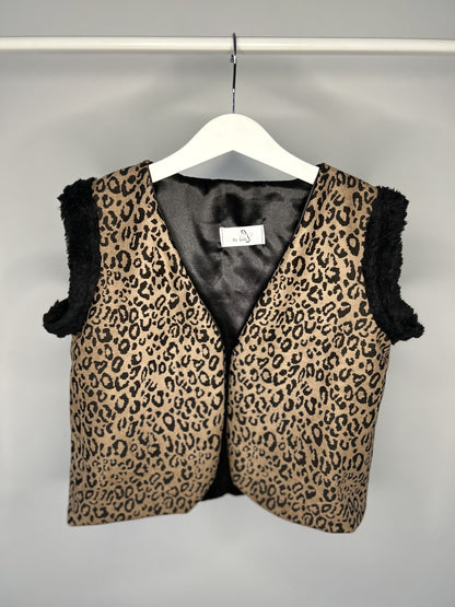 Gilet panter zwart/bruin