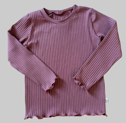 donkerroze ribshirt meisjes