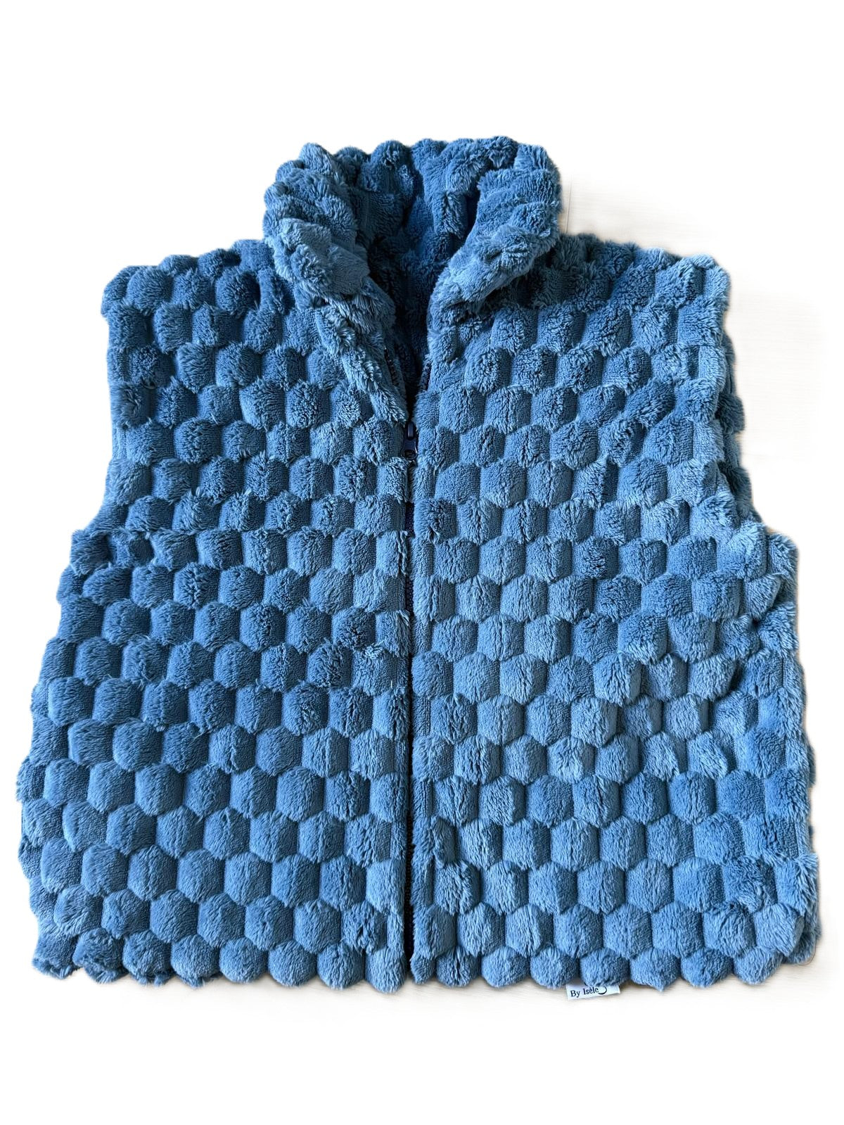 Blauwe faux fur bodywarmer meisjes met rits
