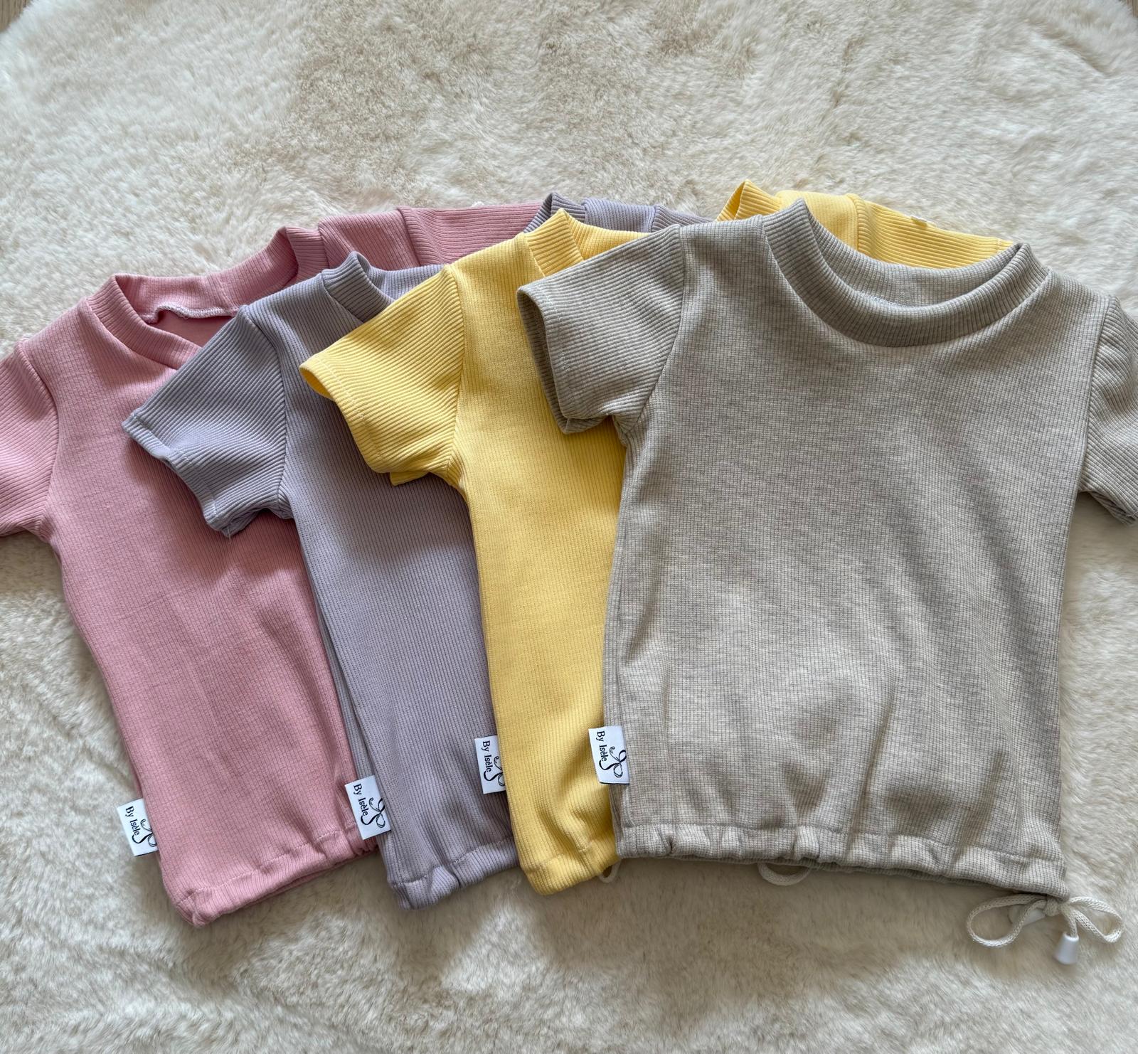 Evi shirt meisje - Ribstof - Lila, zand,geel of roze | By Isèle